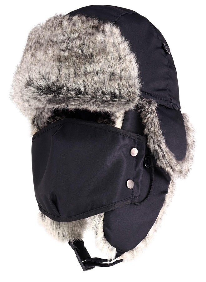 CHOK.LIDS Waterproof Winter Trappers Unisex Premium Strength Ushanka Ear Flap Chin Strap Cold Weather Outdoor (Black) - Image 1